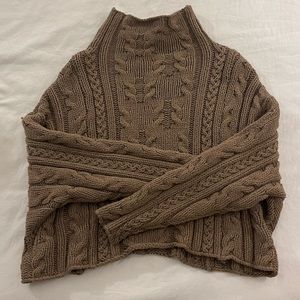 Free People tan cropped Chunky Sweater